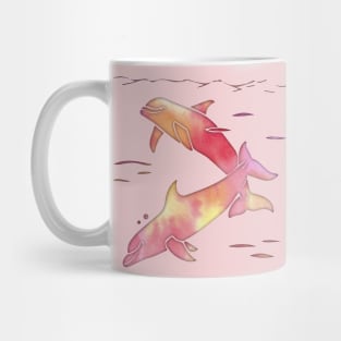 Peach Sea Dolphins Mug